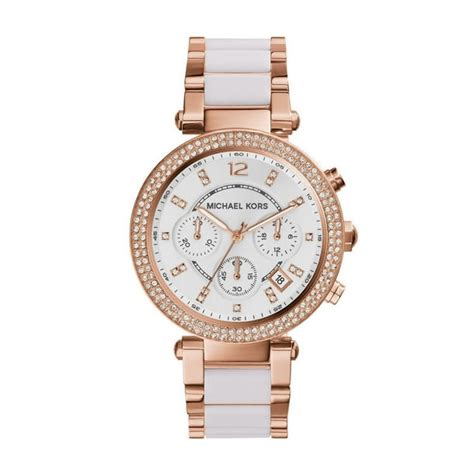 michael kors women's parker chronograph two-tone stainless steel glitz watch|Michael Kors parker watch.